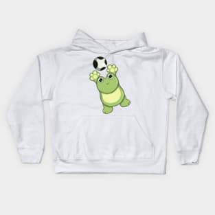 Frog at Soccer as Goalkeeper with ball Kids Hoodie